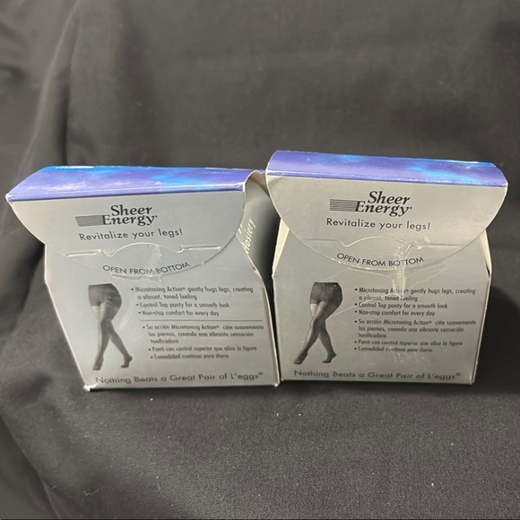 Lot of 2 L’eggs Sheer Energy Control Top Suntan Pantyhose Q Sheer Reinforced Toe - Picture 2 of 2